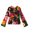 Dolce & Gabbana Girl's Floral-print Bell Sleeve Top In Multicoloured