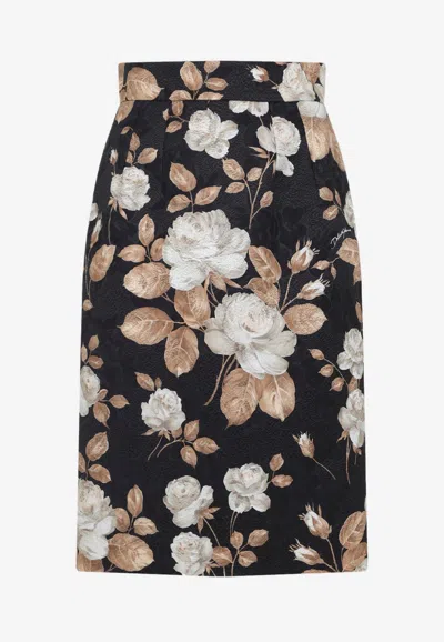Dolce & Gabbana Floral Knee-length Pencil Skirt In Multi