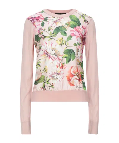 Dolce & Gabbana Floral Knit Sweater In Pink
