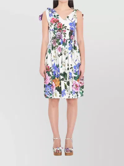 Dolce & Gabbana Floral Knot Midi Dress In Multi