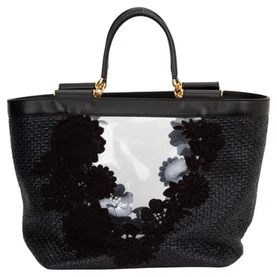 Pre-owned Dolce & Gabbana Dolce Gabbana Floral Lace Black Tote