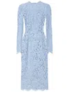 Dolce & Gabbana Floral Lace Sheath Dress In Blue