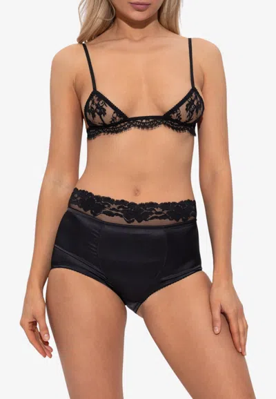 Dolce & Gabbana Floral Lace Bra In Black