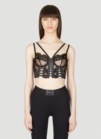 Dolce & Gabbana Floral Lace Bralette Top In Black