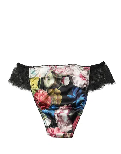 Dolce & Gabbana Floral Lace Brief In Black
