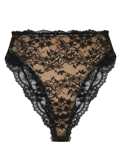 Dolce & Gabbana Floral-lace Briefs In Black