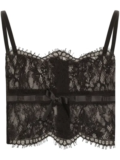 Dolce & Gabbana Floral Lace Underwear Top In Black