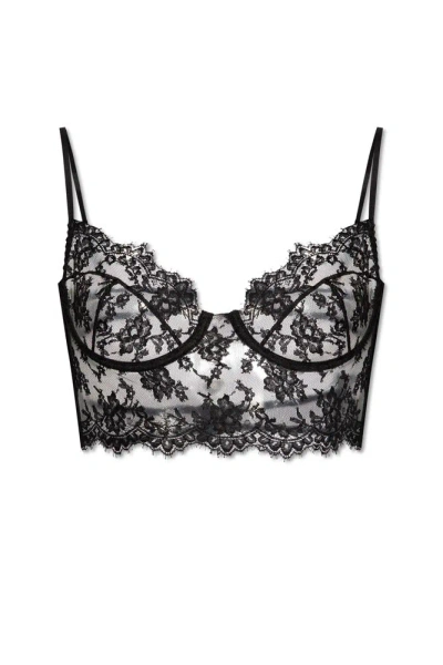 DOLCE & GABBANA Polka-dot tulle and Chantilly lace underwired soft
