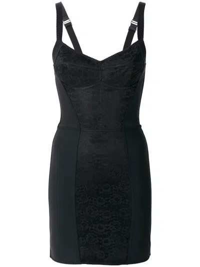 Dolce & Gabbana Dolce &amp; Gabbana  Stretch Fabric And Lace Dress In Black
