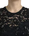Dolce & Gabbana Floral Lace Crystal-embellished Sheath Dress In Black