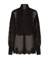 Dolce & Gabbana Organza Tuxedo Shirt With Lace Inserts In Black
