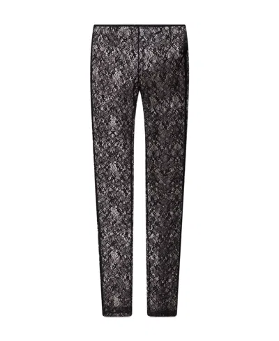 Dolce & Gabbana Dolce  Gabbana Floral Lace Detailed Leggings In Animal Print