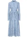 Dolce & Gabbana Floral Cordonetto Lace Trench Coat With Dg Logo In Blue