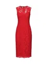 Dolce & Gabbana Calf-length Sheath Dress In Floral Cordonetto Lace In Bordeaux Chiaro