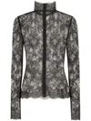 Dolce & Gabbana Floral Lace Hich Neck Top In Multi