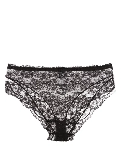Dolce & Gabbana Floral-lace High-waisted Briefs In Black