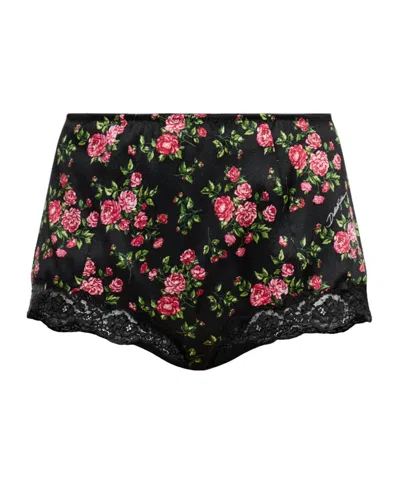 Dolce & Gabbana Dolce  Gabbana Floral Lace High-waist Briefs In Black