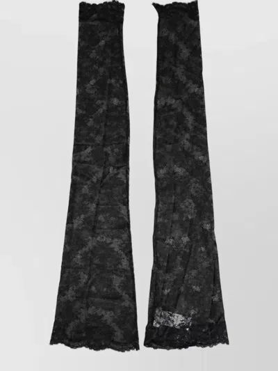 Dolce & Gabbana Floral Lace Knee High Socks In Black