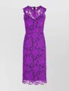 Dolce & Gabbana Floral Lace Knee-length Dress In Purple