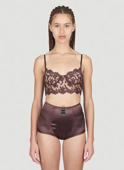 Dolce & Gabbana Lace Underwear Top In Brown