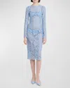 Dolce & Gabbana Floral Lace Sheath Dress In Lgt Purple
