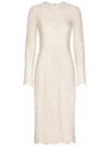 Dolce & Gabbana Lace Long Sleeve Midi Dress In White