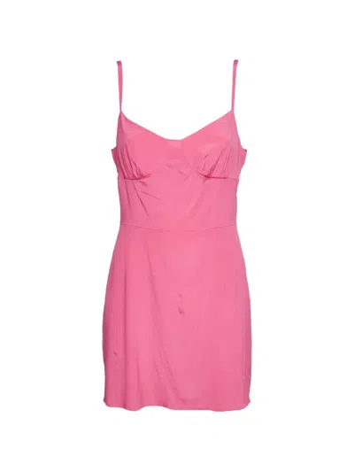 Pre-owned Dolce & Gabbana Floral Lace Long-sleeve Mini Dress In Pink