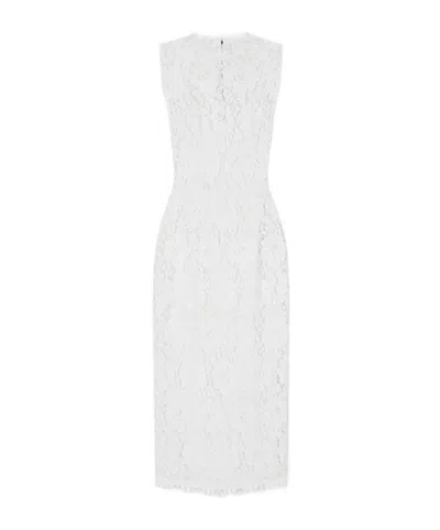 Dolce & Gabbana Floral-lace Mid-length Dress In White