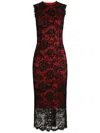 Dolce & Gabbana Calf-length Floral Lace Sheath Dress With Contrasting Lining In Black