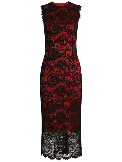 DOLCE & GABBANA FLORAL-LACE MIDI DRESS