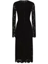 Dolce & Gabbana Floral-lace Midi Dress In Black