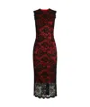 Dolce & Gabbana Calf-length Floral Lace Sheath Dress With Contrasting Lining In Black