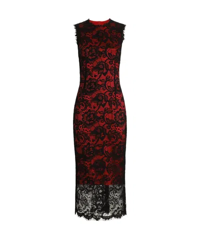 DOLCE & GABBANA FLORAL-LACE MIDI DRESS
