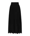Dolce & Gabbana Pleated Georgette Midi Skirt With Lace Trims In Black