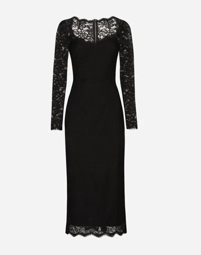 DOLCE & GABBANA FLORAL LACE MIDI DRESS