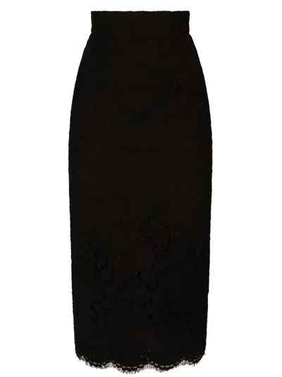 Dolce & Gabbana Lace Pencil Skirt With Tube Silhouette In Black