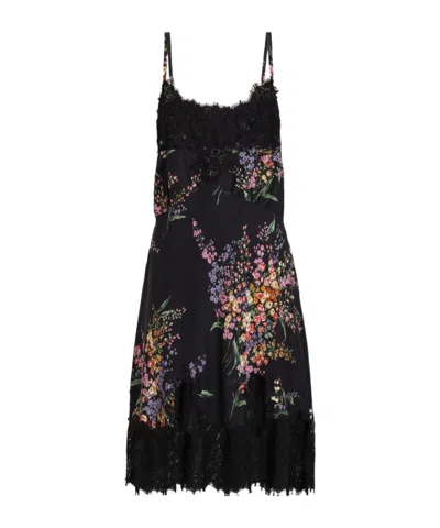 Dolce & Gabbana Floral Lace Mini Dress In Black