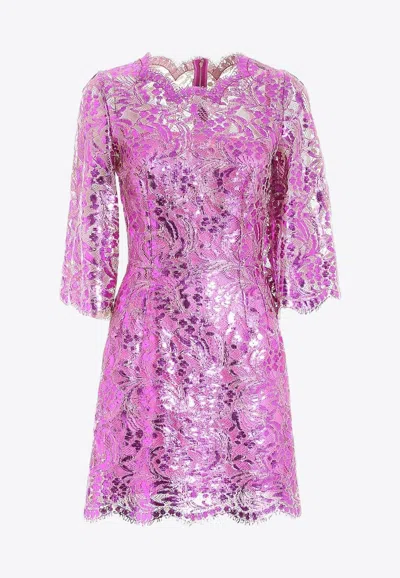 DOLCE & GABBANA FLORAL LACE MINI DRESS