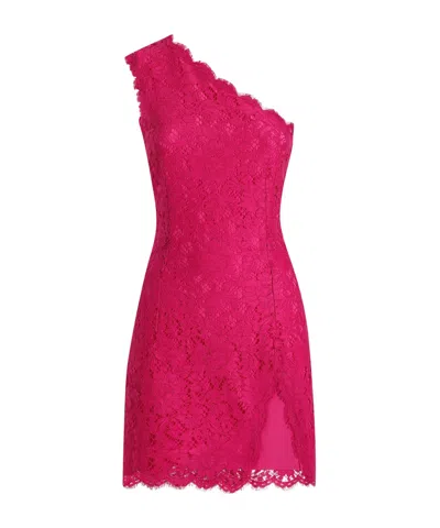 DOLCE & GABBANA DOLCE  GABBANA SINGLE-SHOULDER MINI LACE DRESS