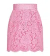 Dolce & Gabbana Branded Floral Cordonetto Lace Miniskirt