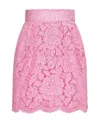 Dolce & Gabbana Branded Floral Cordonetto Lace Miniskirt In Pink