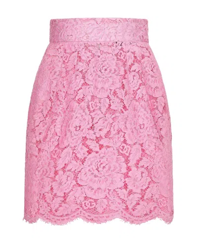 DOLCE & GABBANA DOLCE  GABBANA FLORAL LACE MINI SKIRT