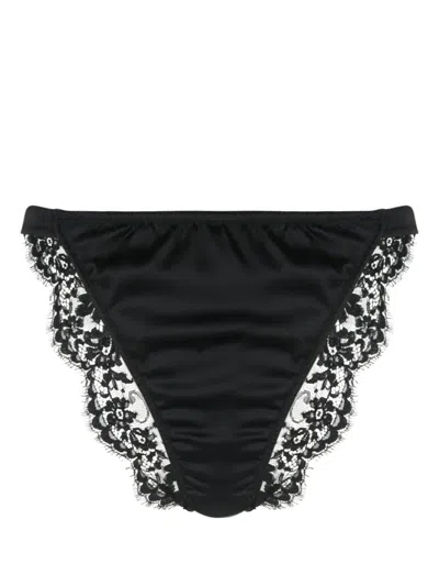 Dolce & Gabbana Floral-lace Panelled Briefs In Black