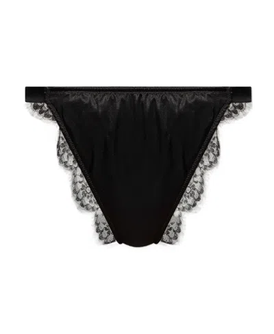 Dolce & Gabbana Floral-lace Panelled Briefs In Black