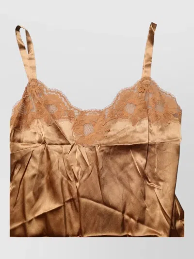 Dolce & Gabbana Floral Lace Satin Silk Blend Camisole