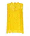 Dolce & Gabbana Branded Floral Cordonetto Lace Top In Yellow