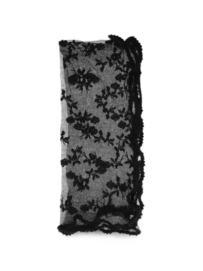 Pre-owned Dolce & Gabbana Floral Lace Scarf In Black