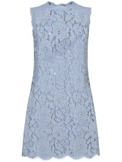DOLCE & GABBANA FLORAL-LACE SHIFT MINI DRESS