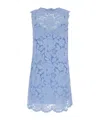 Dolce & Gabbana Light Blue Sleeveless A Line Dress In Floral Dg Lace Woman In Blue