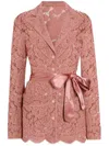 Dolce & Gabbana Floral Cordonetto Lace Pajama Shirt In Pink